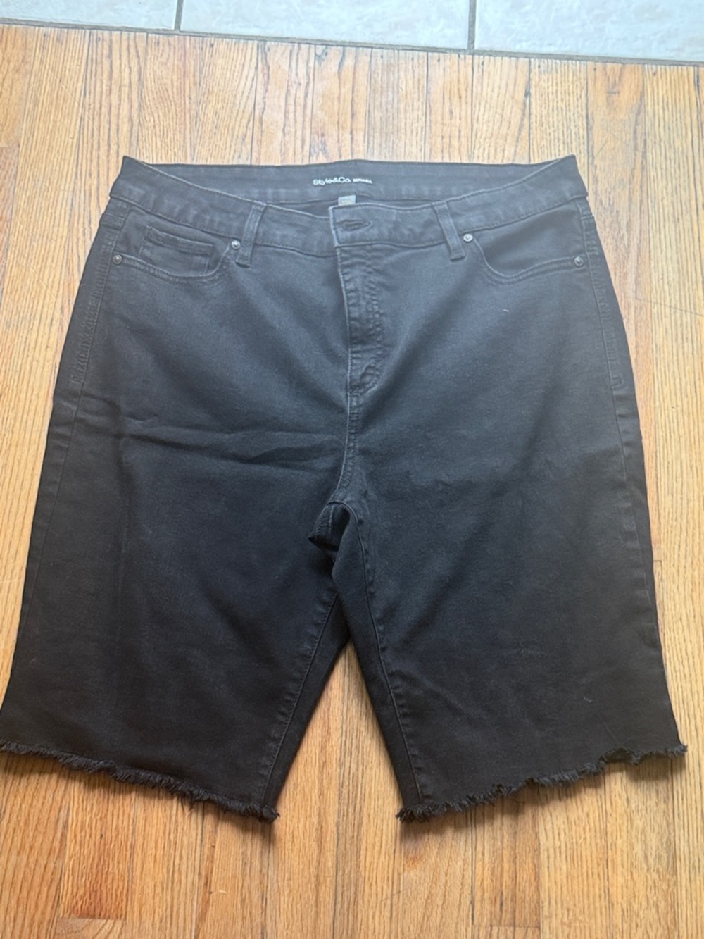 Black Denim Bermuda Shorts